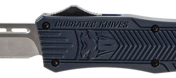 CobraTec Knives MNYCTK1MTNS CTK-1  Medium 3″ OTF Tanto Plain D2 Steel Blade/NYPD Blue Aluminum Handle Features Glass Breaker Includes Pocket Clip