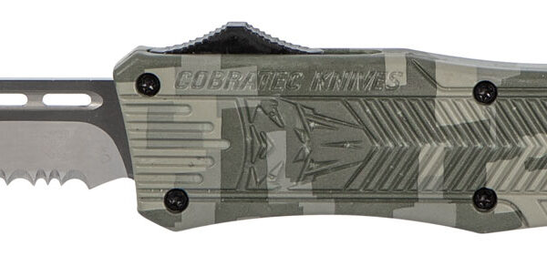 CobraTec Knives MADCCTK1MDS CTK-1  Medium 3″ OTF Part Serrated D2 Steel Blade Army DigiCamo Aluminum Handle Features Glass Breaker Includes Pocket Clip