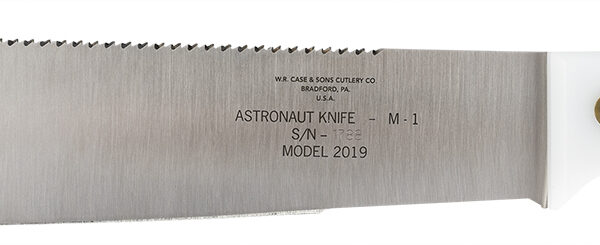 Case 12019 Astronaut M-1 Commemorative 11.75″ Fixed Machete Plain/Saw As-Ground High Carbon Steel Blade/Smooth White Synthetic Handle