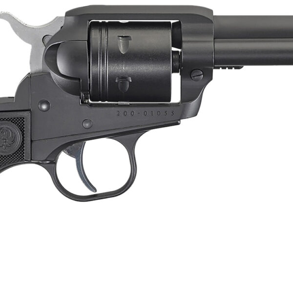 Ruger 2002 Wrangler  22 LR 6 Shot 4.62″ Black Cerakote, Black Cerakote Aluminum Frame & Cylinder Black Checkered Polymer Grips