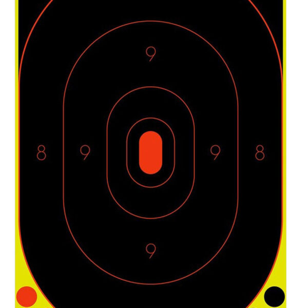 Birchwood Casey 34603 Shoot-N-C Reactive Target Self-Adhesive Paper Black/Yellow/Red 12″x18″ Oval Silhouette 100 Pack