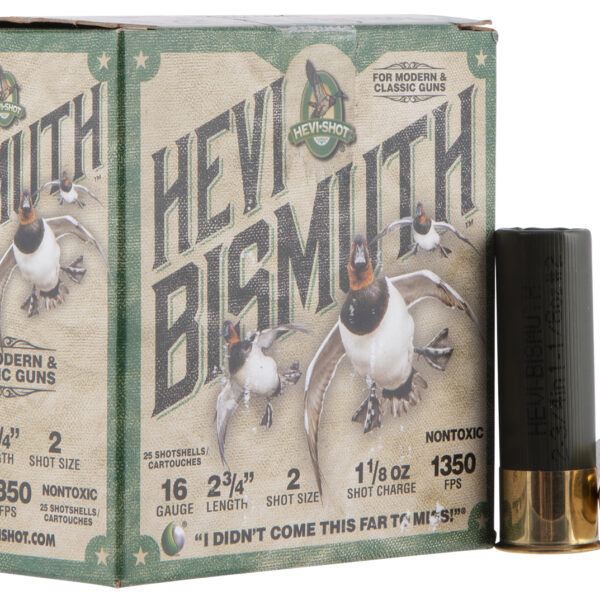 HEVI-Shot HS16702 HEVI-Bismuth 16Gauge 2.75″ 1 1/8oz Bismuth 2Shot 25 Per Box/10 Case