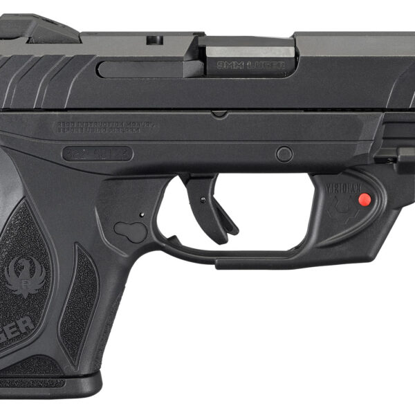 Ruger 3830 Security-9 Compact 9mm Luger  3.42″ Barrel 10+1, Black Nylon Grip Frame With Picatinny Acc. Rail, Black Oxide Steel Slide, Manual Safety, Includes Viridian Red Laser
