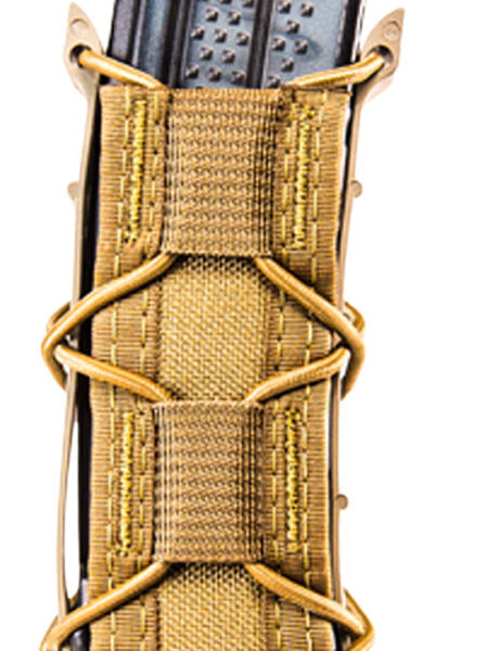 High Speed Gear 11EX00CB TACO Extended Mag Pouch Single Coyote Brown Nylon MOLLE Belts 2″ Wide Compatible w/ Pistol