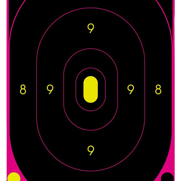 Birchwood Casey 34633 Shoot-N-C Reactive Target Self-Adhesive Paper Black/Pink 12″x18″ Oval Silhouette 100 Pack