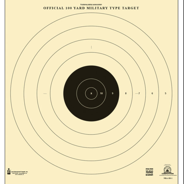 Action Target SR1100 Sighting Military Bullseye Tagboard Hanging 100 yds 21″ x 21″ Black/White 100 Per Box