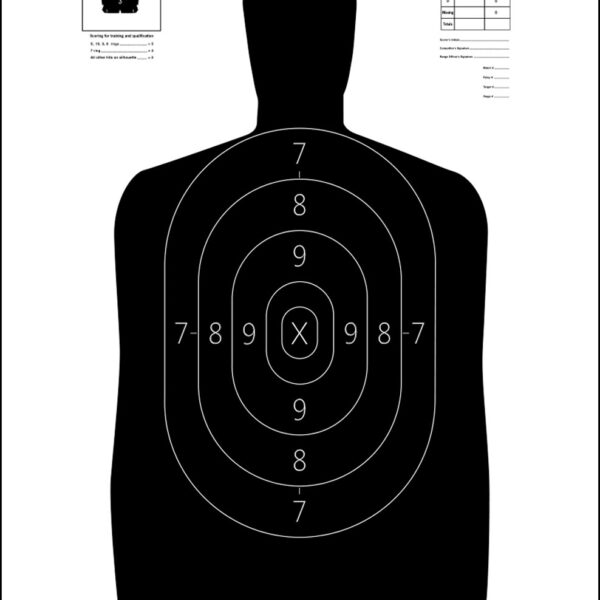 Action Target S29100 Qualification  Silhouette Heavy Paper Hanging 11.50″ x 22″ Black/White 100 Per Box