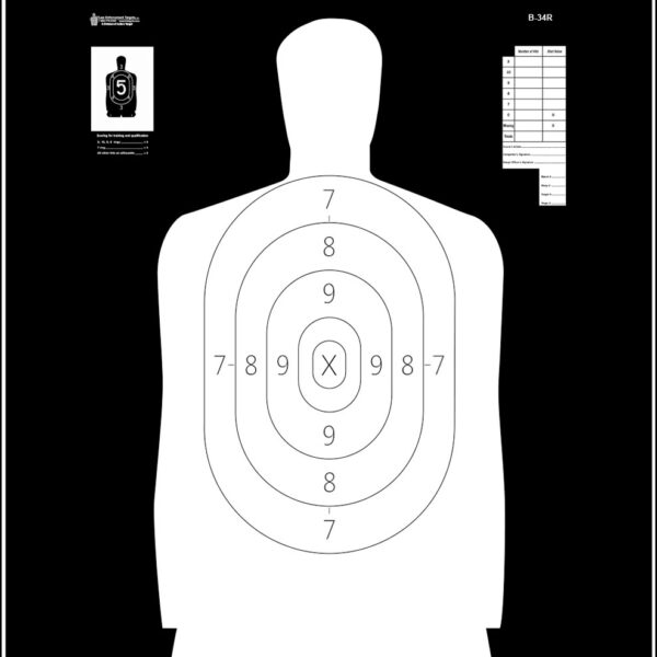 Action Target B34R100 Qualification Reverse Silhouette Paper Hanging 25 yds 17.50″ x 23″ Black/White 100 Per Box