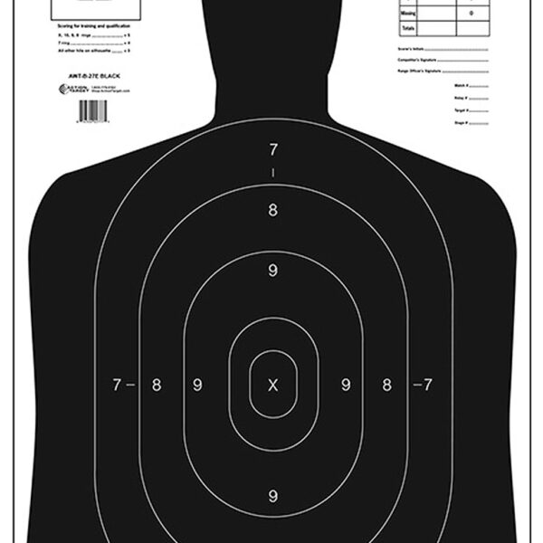 Action Target B27EBLACK100 Qualification Economy Silhouette Paper Hanging 23″ x 35″ Black/White 100 Per Box