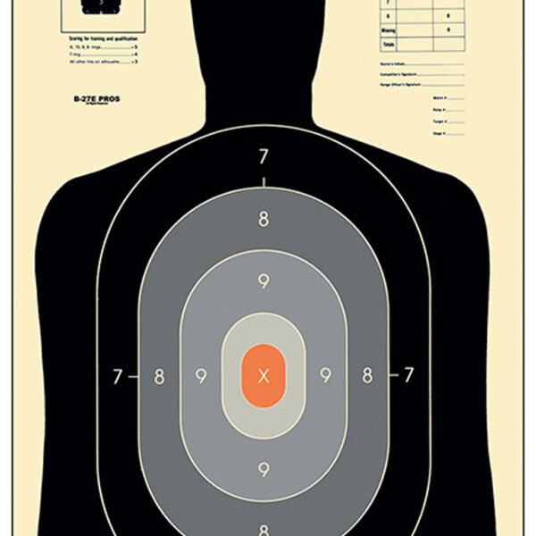Action Target B27EPROS100 Qualification Pros Silhouette Paper Hanging 23″ x 35″ Black/Gray/White 100 Per Box