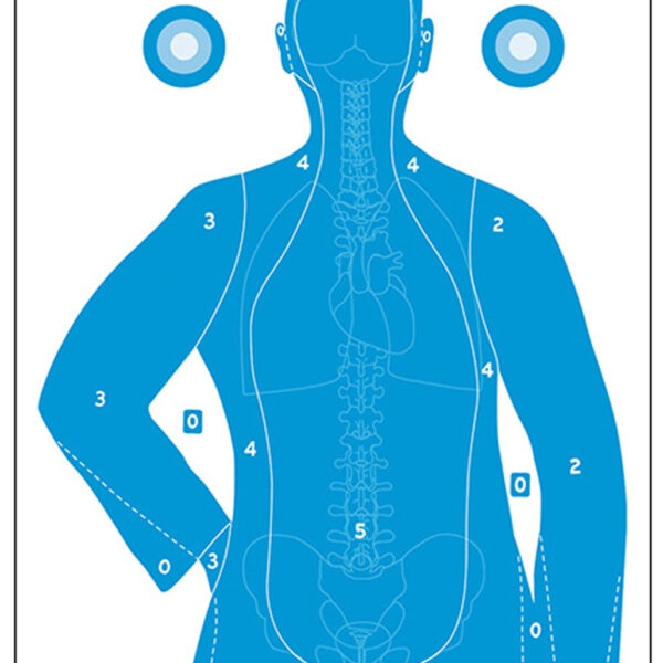 Action Target FB21EANTAV2100 Qualification  Silhouette/Vitals Paper Hanging 23″ x 35″ Blue/White 100 Per Box
