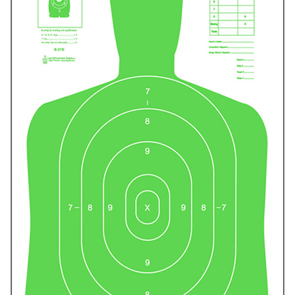 Action Target B27ELGR100 Qualification High Visibility Silhouette Paper 23″x35″ Fluorescent Green/White 100 Per Box