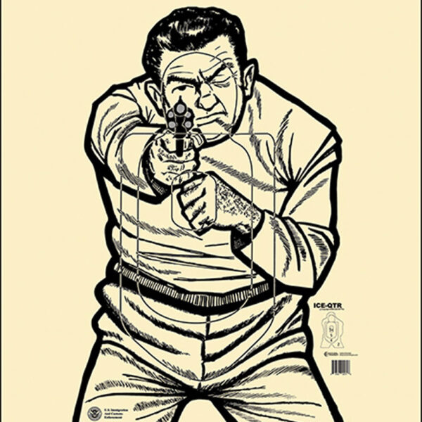 Action Target ICEQT2009100 Qualification US Immigration & Customs Enforcement Man w/Gun Paper Hanging 17.50″ x 23″ Black/White 100 Per Box
