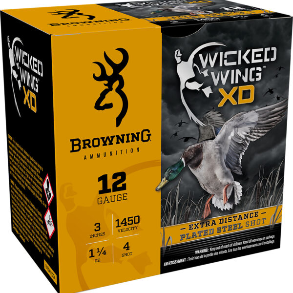 Browning Ammo B193411234 Wicked Wing XD  12Gauge 3″ 1 1/4oz 4Shot 25 Per Box/10 Case