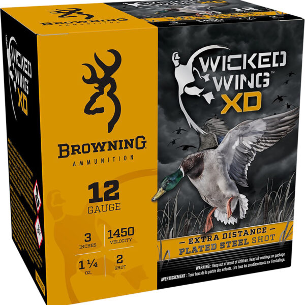 Browning Ammo B193411232 Wicked Wing XD  12Gauge 3″ 1 1/4oz 2Shot 25 Per Box/10 Case