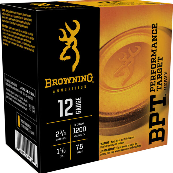 Browning Ammo B193621227 BPT Performance Target Heavy 12Gauge 2.75″ 1 1/8oz 7.5Shot 25 Per Box/10 Case