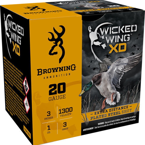 Browning Ammo B193412033 Wicked Wing XD  20Gauge 3″ 1oz 3Shot 25 Per Box/10 Case