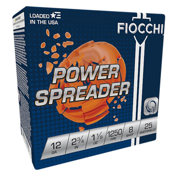 Fiocchi 12SSCX8 Exacta Target Power Spreader 12Gauge 2.75″ 1 1/8oz 8Shot 25 Per Box/10 Case