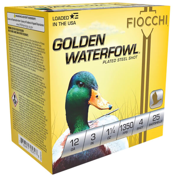 Fiocchi 123SGW4 Golden Waterfowl 12Gauge 3″ 1 1/4oz 4Shot 25 Per Box/10 Case