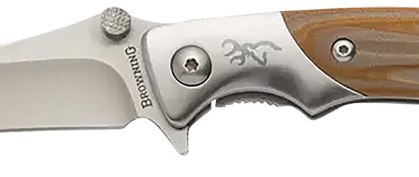 Browning 3220330 Wicked Wing  3.50″ Folding Trailing Point Plain Satin 7Cr17MoV SS Blade Amber/Satin G10/SS Handle Includes Pocket Clip