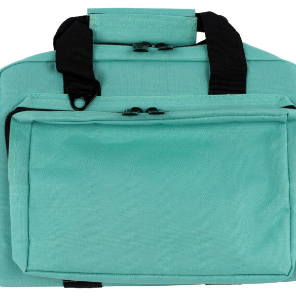US PeaceKeeper P21102 Mini Range Bag Water Resistant Robin’s Egg Blue 600D Polyester with 8 Mag Pockets, Lockable Zippers & Wraparound Handles 12.75″ L x 8.75″ H x 3″ D Exterior Dimensions