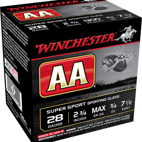 Winchester Ammo AASC287VP AA Sporting Clay 28Gauge 2.75″ 3/4oz 7.5Shot 100 Per Box/5 Case