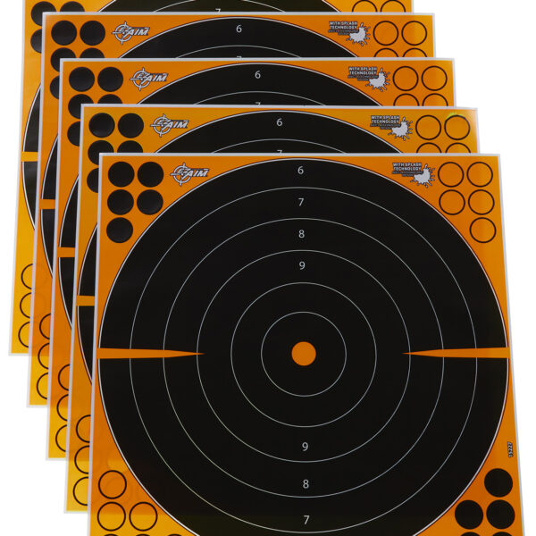 EZ-Aim 15227 Splash Reactive  Self-Adhesive Paper Black/Orange 16″ Bullseye 5 Pack