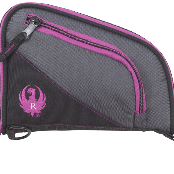 Ruger 27409 Tucson Women’s Handgun Case Black/Gray Orchid Accents Lockable Zippers 8″