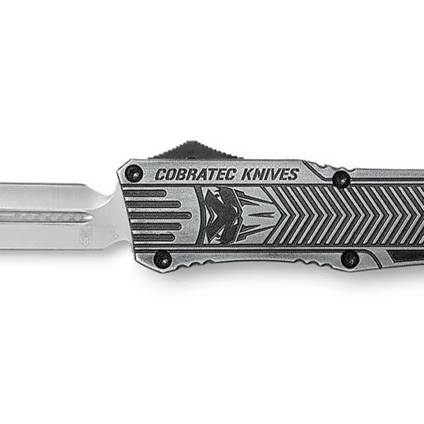 CobraTec Knives LSWCTK1LFAGNS CTK-1  Large 3.75″ OTF Dagger Plain D2 Steel Blade/Stonewashed Aluminum Handle Features Glass Breaker Includes Pocket Clip