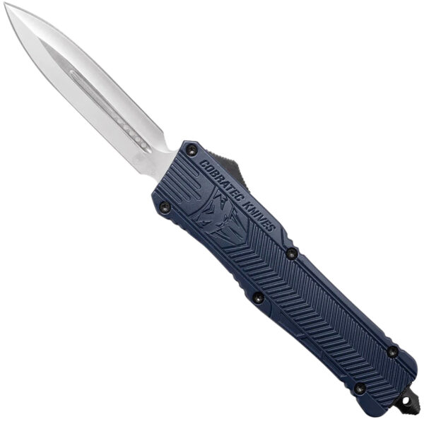 CobraTec Knives LNYCTK1DAGNS CTK-1  Large 3.75″ OTF Dagger Plain D2 Steel Blade/NYPD Blue Aluminum Handle Features Glass Breaker Includes Pocket Clip
