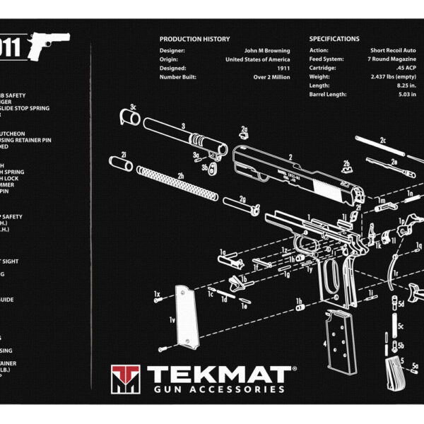 TekMat TEKR171911 1911 Cleaning Mat Black/White Rubber 11″x17″ 1911 Parts Diagram