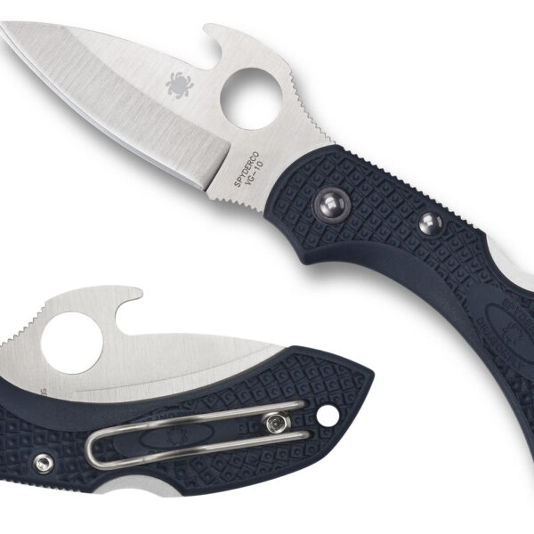Spyderco C28PGYW2 Dragonfly 2  2.28″ Folding Drop Point Plain VG-10 SS Blade Gray Bi-Directional Texturing FRN Handle Includes Pocket Clip