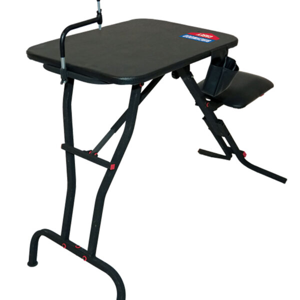 Birchwood Casey MSB100 Ultra Steady Shooting Bench Black Steel, Folding Seat, Pockets & Adjustable Rubber Coated Gun Rest 21″ W x 28″ L