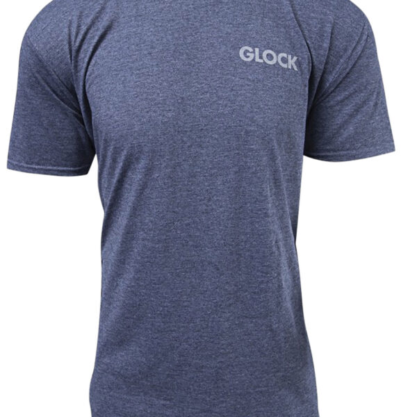 Glock AA75156 Pistol Flag  Heather Navy Cotton/Polyester Short Sleeve Medium Semi-Fitted