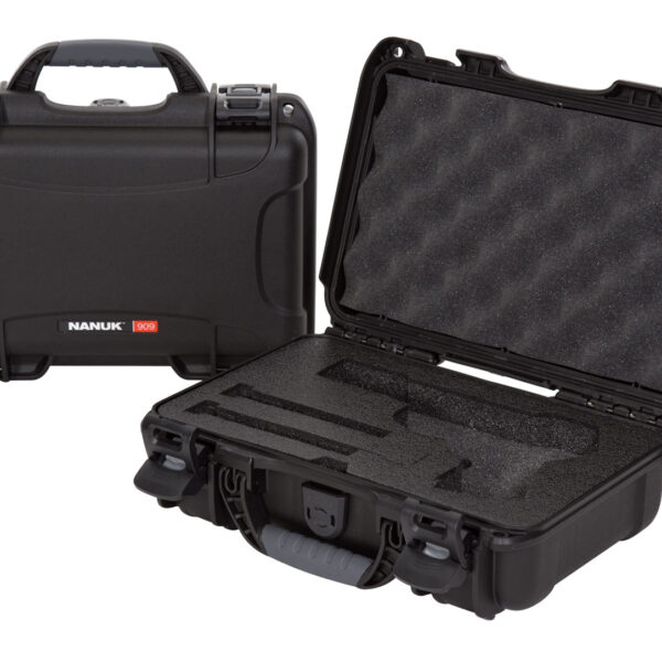 Nanuk 909CLASG1 909 Classic Gun Case Waterproof & Airline Approved Black Polyethylene w/ Closed-Cell Foam 11.44″ L x 7″ W x 3.68″ H Interior Dimensions