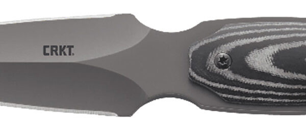 CRKT 2075 Shrill  4.77″ Fixed Plain Dual-Edge Gray TiN 8Cr13MoV SS Blade/ Black/Gray SS w/Resin Fiber Overlay Handle Includes Sheath