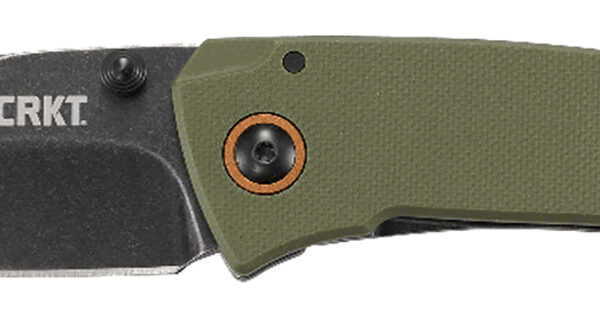 CRKT 2520 Tuna  3.22″ Folding Plain Stonewashed 8Cr14MoV SS Blade Black/Green G10/SS Handle Includes Pocket Clip