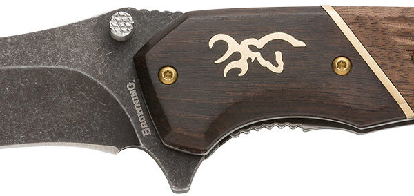 Browning 3220392 Hunter  Large 3.50″ Folding Drop Point Plain Black Oxide Stonewashed 440C SS Blade/Brown Jigged Hardwood Walnut Handle Includes Pocket Clip