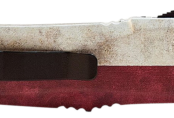 Templar Knife SCAP331 Gen II Captain Small 2.69″ OTF Drop Point Plain Black Oxide Stonewashed 440C SS Blade, 4.31″ Red/White/Blue w/Star Aluminum Handle Glass Breaker