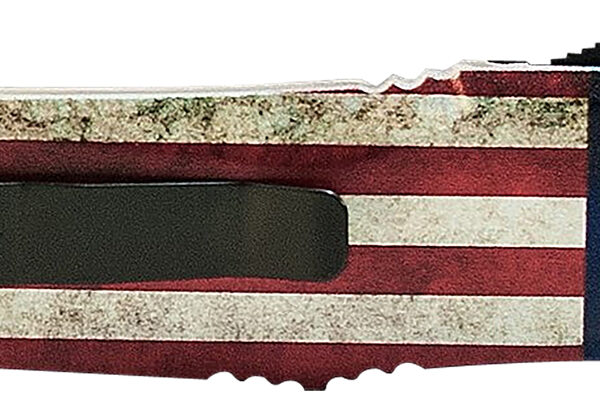 Templar Knife LBRF231 Gen II Betsy Ross Flag Large 3.50″ OTF Tanto Plain Black Oxide Stonewashed 440C SS Blade, 5.25″ Betsy Ross Flag Aluminum Handle Glass Breaker