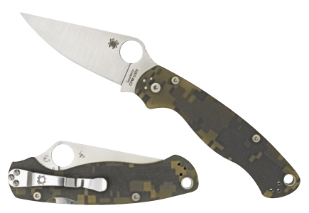 Spyderco C81GPCMOBK2 Para Military 2 3.44″ Folding Drop Point Plain Black CPM S30V SS Blade Digital Camo G10 Handle Includes Pocket Clip