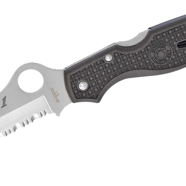Spyderco C89SBK Atlantic Salt 3.69″ Folding Sheepsfoot Serrated H1 Steel Blade Black Molded FRN Handle Includes Pocket Clip