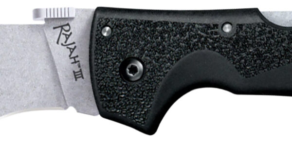 Cold Steel CS62JM Rajah III 3.50″ Folding Drop Point Plain Stone Washed AUS-10A SS Blade/Black Griv-Ex Handle Includes Pocket Clip