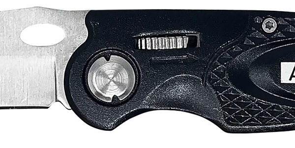 AccuSharp 703C Sport  3″ Folding Plain Stainless Steel Blade/Black Anodized Aluminum Handle Includes Belt Clip