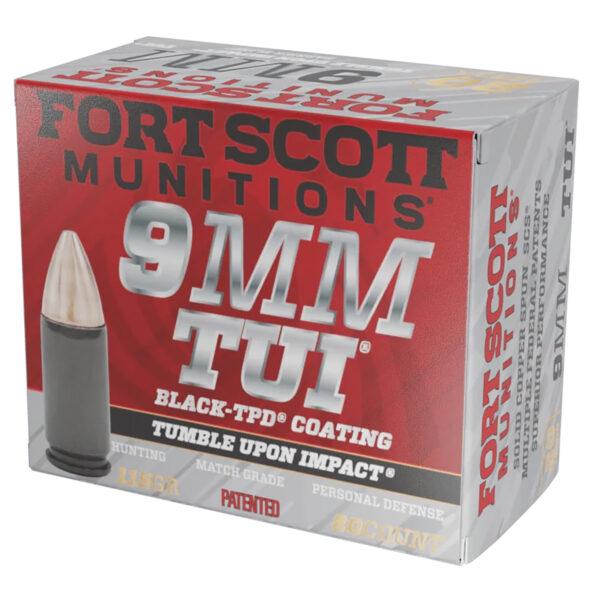 Fort Scott Munitions 9MM115SCVTPD Tumble Upon Impact (TUI) 9mmLuger 115gr Solid Copper Spun 20 Per Box/25 Case *TPD-9 Coated