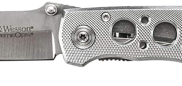 Smith & Wesson Knives CK105HCP Extreme Ops  3.22″ Folding Drop Point Plain 7Cr15MoV SS Blade Aluminum Handle Includes Pocket Clip