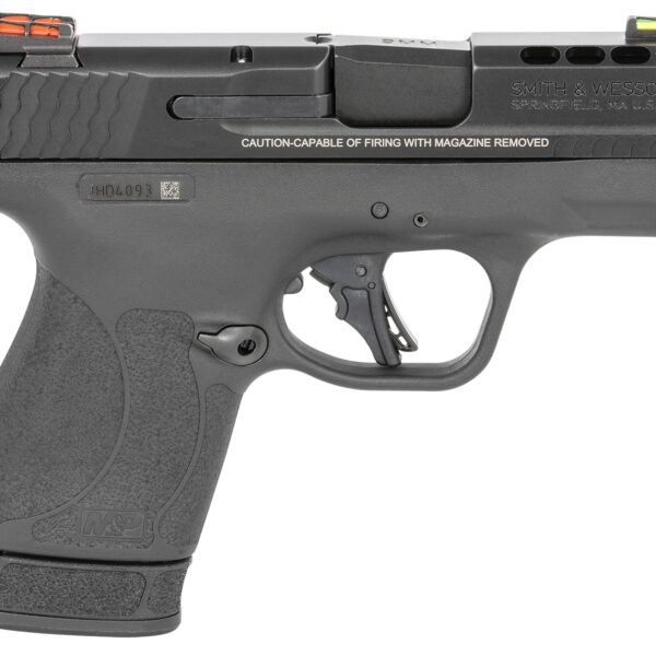 Smith & Wesson 13254 M&P Performance Center Shield Plus 9mm Luger 3.10″ Ported Barrel 10+1 Or 13+1, Black Polymer Frame, Ported Armornite Slide, Fiber Optics Sights, Manual Safety