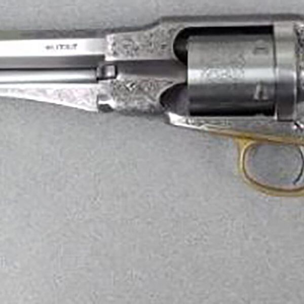 Taylors & Company 550763 1858 Remington Conversion 45 Colt (LC) Caliber with 8″ Barrel, 6rd Capacity Cylinder, Overall Nickel-Plated Engraved Finish Steel & 2-Piece Ivory Grip