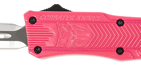CobraTec Knives SPKCTK1SDAGNS CTK-1  Small 2.75″ OTF Dagger Plain D2 Steel Blade, Pink Aluminum Handle Features Glass Breaker