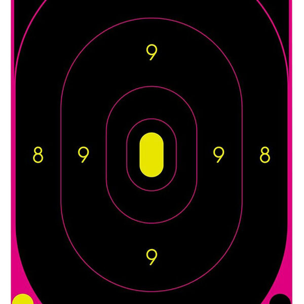 Birchwood Casey 34635 Shoot-N-C Reactive Target Self-Adhesive Paper Black/Pink 12″x18″ Oval Silhouette 5 Pack